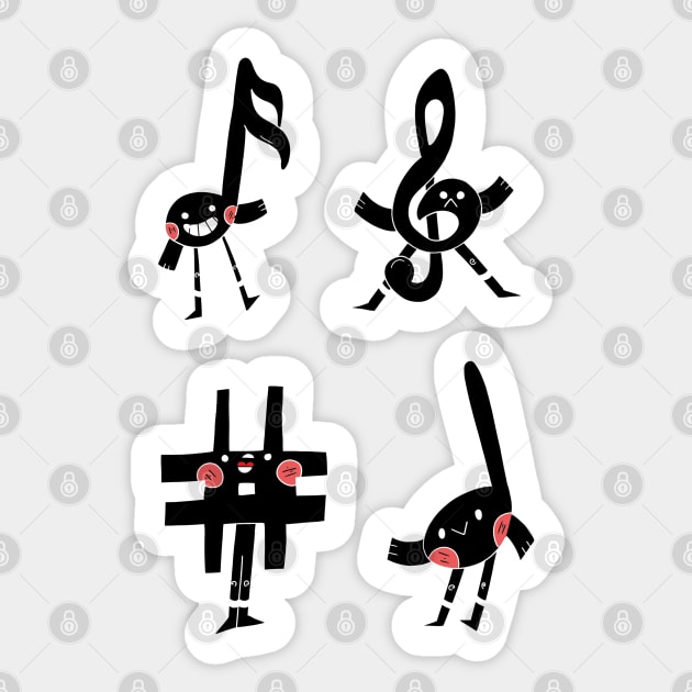 Funny Music Note Art, Cute Music Notes Sticker by Lapiiin's Cute Sticker